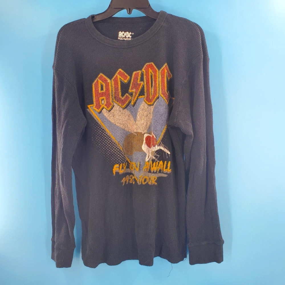 AC/DC RockWare black waffle knit shirt
